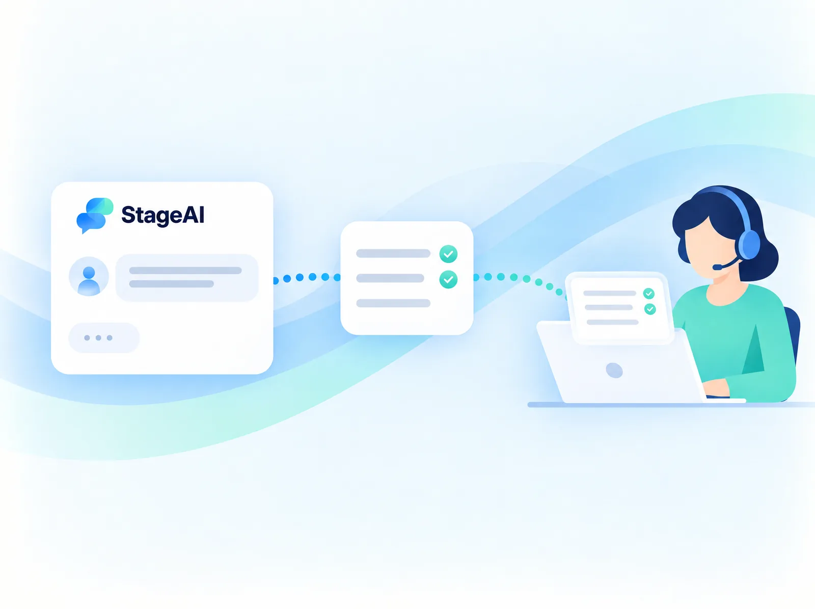 From AI to your team, without starting over. — StageAI concept illustration